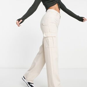 New Look Tall wide leg cargo jean in stone